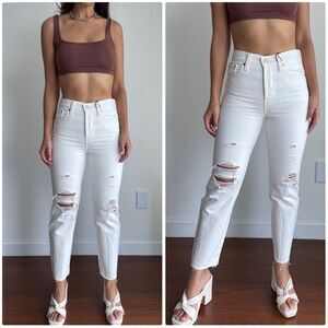 NWT Wedgie high rise distressed white cream jeans